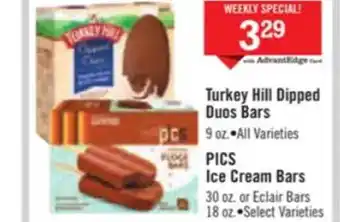 Price Chopper Turkey hill dipped duos bars, pics ice cream bars offer