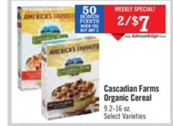 Price Chopper Cascadian farms organic cereal offer