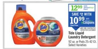 Price Chopper Tide liquid laundry detergent offer