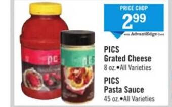 Price Chopper Pics grated cheese, pics pasta sauce offer