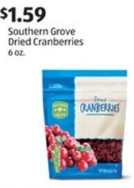Aldi Southern Grove Dried Cranberries 6 oz offer