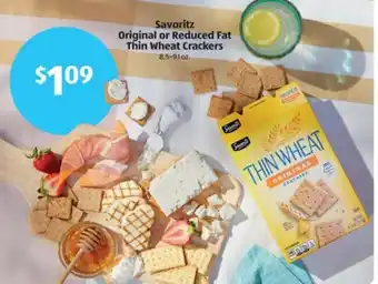 Aldi Savoritz Original or Reduced Fat Thin Wheat Crackers 8.5-9.1 oz offer