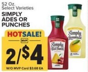 Food Lion Simply Ades or Punches 52 oz offer