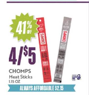 Natural Grocers Chomps meat sticks offer