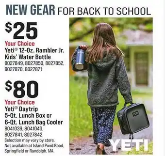 Ace Hardware Yeti 12-oz rambler jr kids' water bottle yeti daytrip 55-qt lunch box or 6-qt lunch bag cooler offer