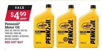 Ace Hardware Pennzoil motor oil offer
