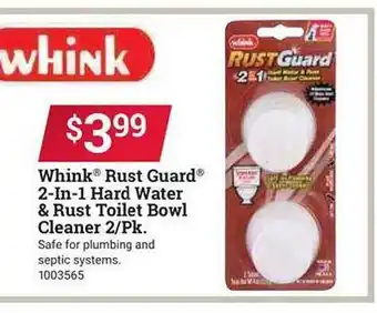 Ace Hardware Whink rust guard 2-in-1 hard water & rust toilet bowl cleaner 2 pk offer