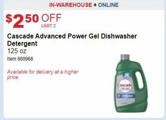 Costco Cascade advanced power gel dishwasher detergent offer