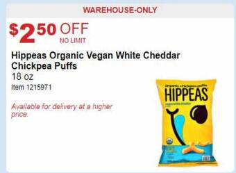 Costco Hippeas organic vegan white cheddar chickpea puffs offer