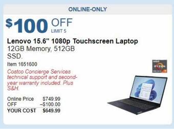 Costco Lenovo 15.6 offer