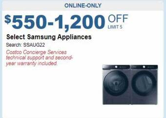 Costco Select samsung appliances offer