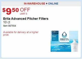 Costco Brita advanced pitcher filters offer