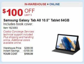 Costco Samsung galaxy tab a8 10.5 offer