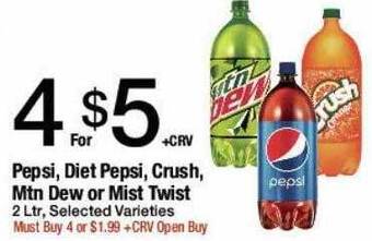 Jons International Pepsi, diet pepsi, crush, mtn dew or mist twist offer