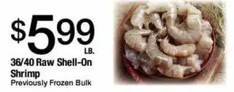 Jons International 36-40 raw shell-on shrimp offer