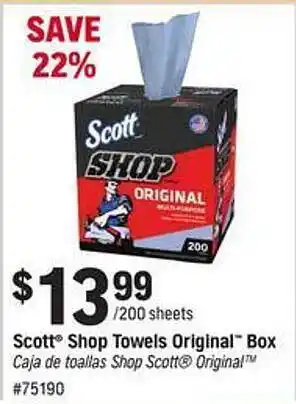 Napa Scott shop towels original box offer
