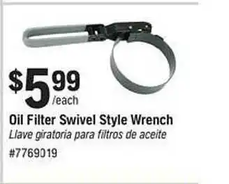 Napa Oil filter swivel style wrench offer