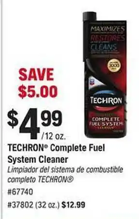 Napa Techron complete fuel system cleaner offer