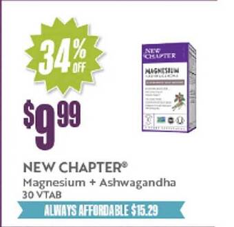 Natural Grocers New chapter magnesium + ashwagandha 30 vtab offer