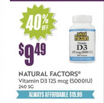 Natural Grocers Natural factors vitamin d3 125 mcg offer