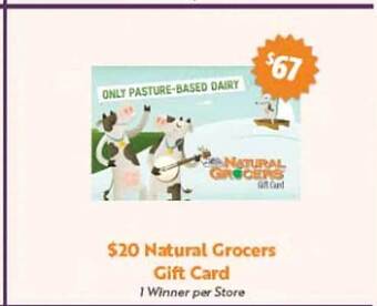 Natural Grocers $20 natural grocers gift card offer