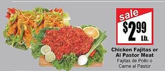 Rancho Markets Chicken fajitas or al pastor meat offer