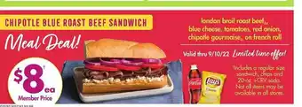 Safeway Chipotle blue roast beef sandwich offer
