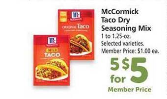 Safeway Mccormick taco dry seasoning mix offer