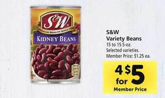 Safeway S&w variety beans offer