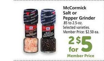 Safeway Mccormick salt or pepper grinder offer