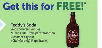 Safeway Teddy's soda offer