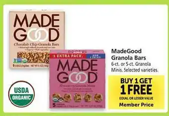 Safeway Madegood granola bars offer