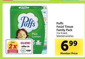 Safeway Puffs facial tissue family pack offer