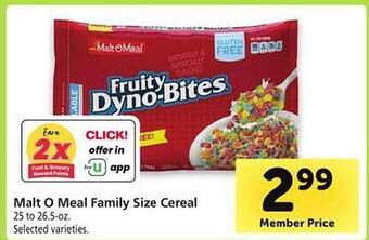 Safeway Malt o meal family size cereal offer