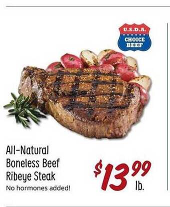 Sprouts Farmers Market Allnatural boneless beef ribeye steak offer