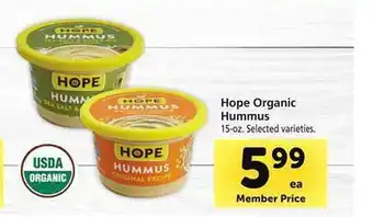 Safeway Hope organic hummus offer