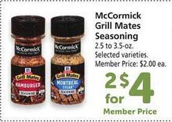 Safeway Mccormick grill mates seasoning offer
