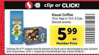Safeway Kauai coffee offer