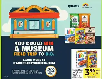 Safeway Quaker dife ir cap'n crunch cereal offer