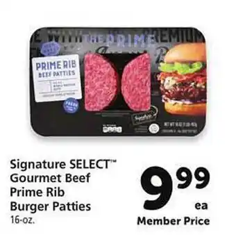 Safeway Signature select gourment prime rib burger patties offer