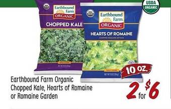 Sprouts Farmers Market Earthbound farm organic chopped kale hearts of romaine or romaine garden offer
