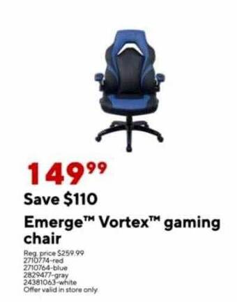 Staples Emerge vortex gaming chair offer