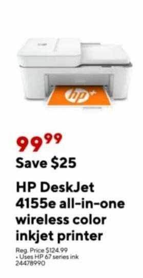 Staples Hp deskjet 4155e all-in-one wireless color inkjet printer offer