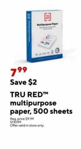 Staples True red multipurpose paper 500 sheets offer