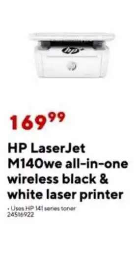 Staples Hp laserjet m140we all-in-one wireless black & white laser printer offer