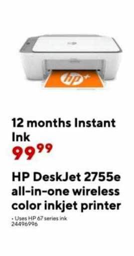 Staples Hp deskjet 2755e all-in-one wireless color inkjet printer offer