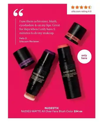 Ulta Beauty Nudestix nudies matte all over face blush color offer