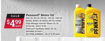 Ace Hardware Pennzoil motor oil offer