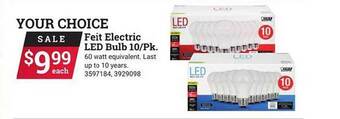 Ace Hardware Feit electric led bulb 10 pk offer