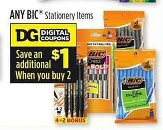 Dollar General Bic stationery items offer